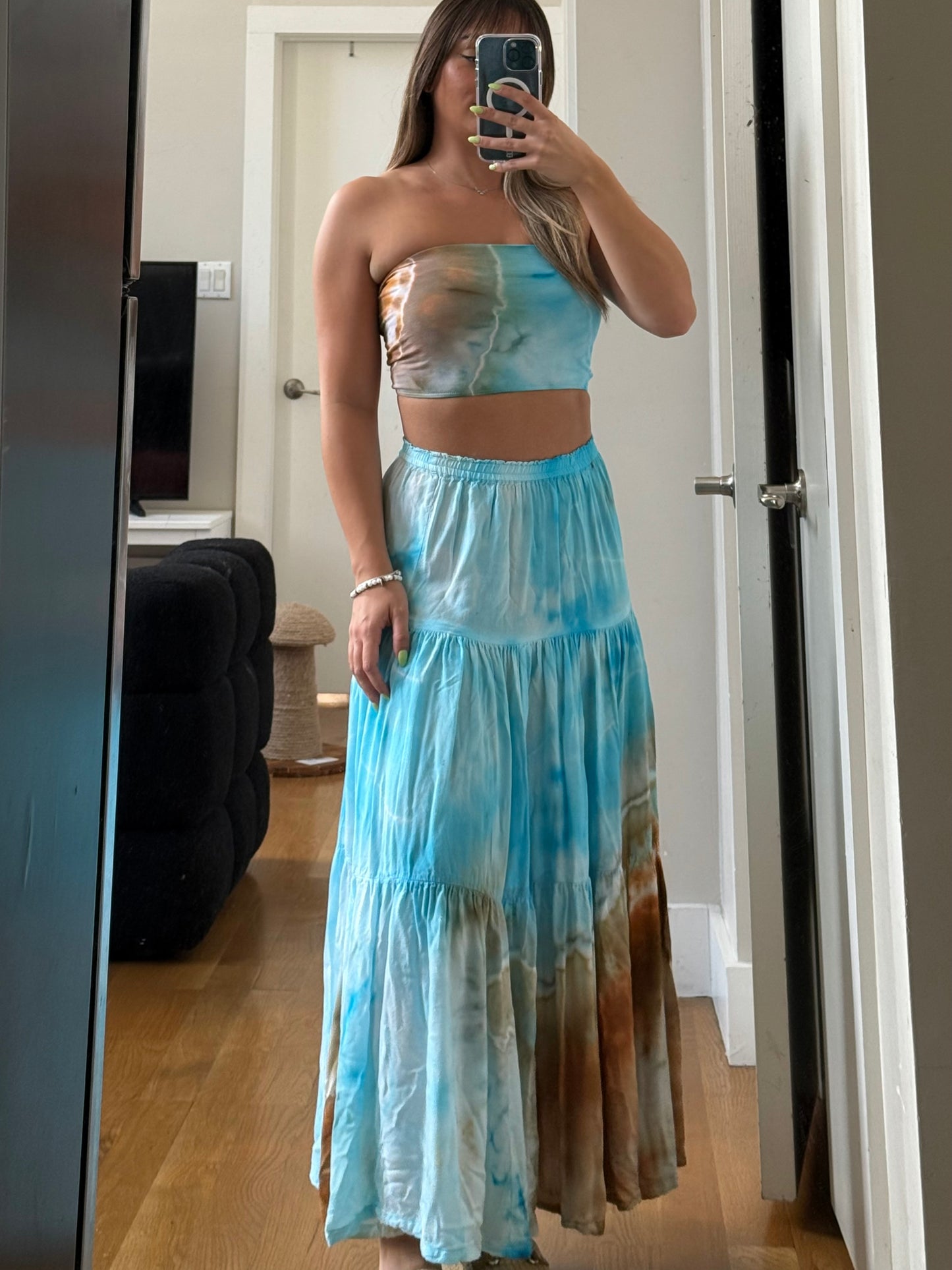 Blue Agate Maxi Skirt Set - SIZE S